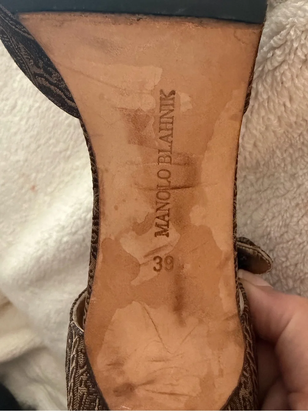 Manolo Blahnik SILK tapestry bronze&brown Paisley Pointed Mary janes vintage!